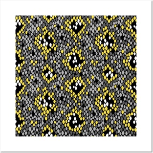 Snakeskin Pattern (Yellow and Gray) Posters and Art